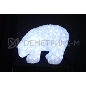 Медведь 3D белый, 752 светодиода, 40х55 см, 24V/30W с трансформатором