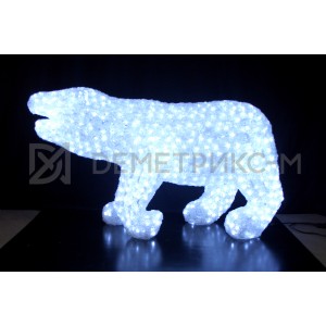 Медведь 3D белый, 1416 светодиодов, 70х125 см, 24V/80W с трансформатором