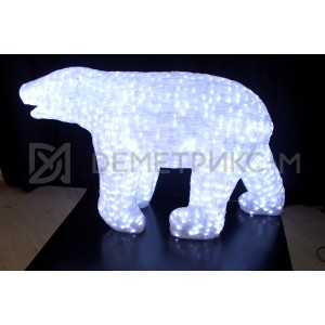 Медведь 3D белый, 3832 светодиодов, 100х175 см, 24V/130W с трансформатором