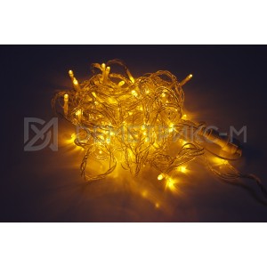 Гирлянда LED Желтый цвет, 10 м, Флэш, 100 LED, 10 Вт, Прозрачный провод ПВХ