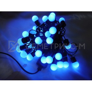 Гирлянда LED "Шарики " Синий цвет, 10 м, 45мм, 50 LED, 10 Вт, IP65, Черный провод ПВХ