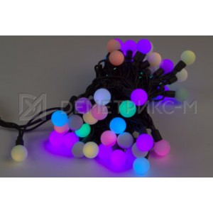 Гирлянда LED "Шарики Радуга" Мульти RGB цвет, 7,5 м, 23мм, 50 LED, 8 Вт,Черный провод