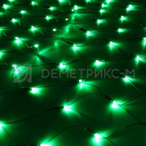 Светодиодная сеть 2х1,5 м (зеленая), фиксинг, 288 светодиодов